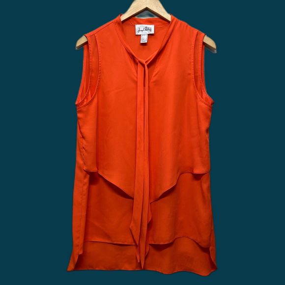 Joseph Ribkoff Orange Tie Neck Sleeveless Blouse Women's sz 10 - Picture 1 of 7